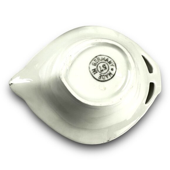 Antique German Porcelain Gravy Boat & Underplate Hand-Painted Floral Design Gold - Picture 8 of 13